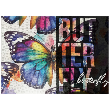 puzzleplate Abstract Watercolor: Butterfly Wings Collage, Wildlife Canvas 500 Jigsaw Puzzle