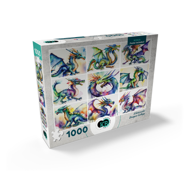 Abstract Watercolor Dragon Collage Fantasy Canvas 1000 Jigsaw Puzzle box view2