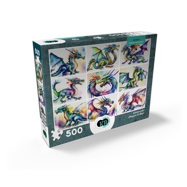 Abstract Watercolor Dragon Collage Fantasy Canvas 500 Jigsaw Puzzle box view2