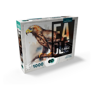 Abstract Watercolor: Eagle Collage, Wildlife Canvas 1000 Jigsaw Puzzle box view2