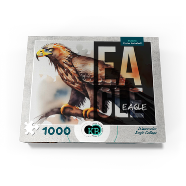 Abstract Watercolor: Eagle Collage, Wildlife Canvas 1000 Jigsaw Puzzle box view3