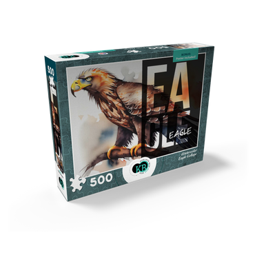 Abstract Watercolor: Eagle Collage, Wildlife Canvas 500 Jigsaw Puzzle box view2