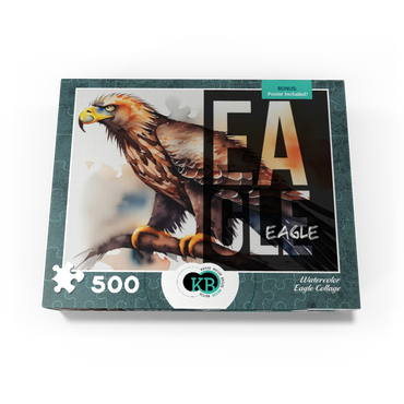 Abstract Watercolor: Eagle Collage, Wildlife Canvas 500 Jigsaw Puzzle box view3