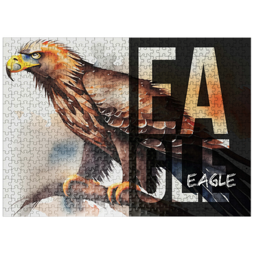 puzzleplate Abstract Watercolor: Eagle Collage, Wildlife Canvas 500 Jigsaw Puzzle