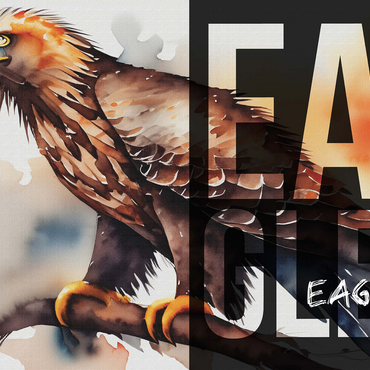 Abstract Watercolor: Eagle Collage, Wildlife Canvas 500 Jigsaw Puzzle 3D Modell