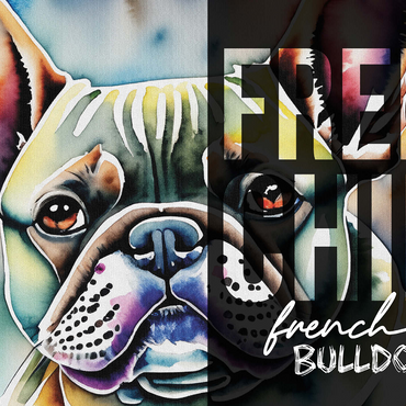 Abstract Watercolor: French Bulldog Portrait Collage, Wildlife Canvas 1000 Jigsaw Puzzle 3D Modell