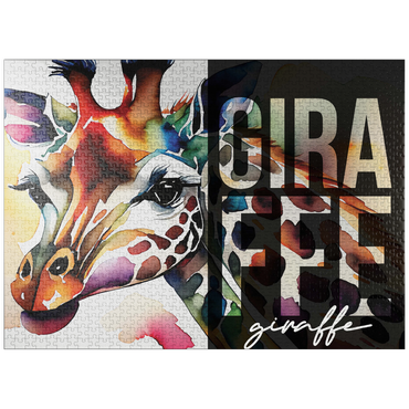 puzzleplate Abstract Watercolor: Giraffe Collage, Wildlife Canvas 1000 Jigsaw Puzzle