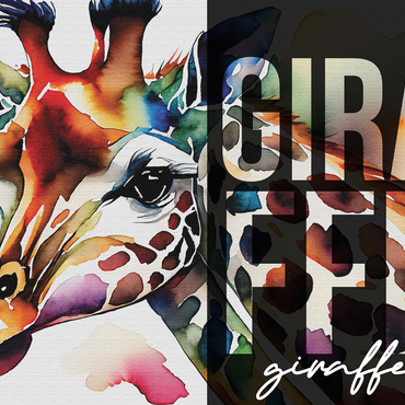 Abstract Watercolor: Giraffe Collage, Wildlife Canvas 1000 Jigsaw Puzzle 3D Modell