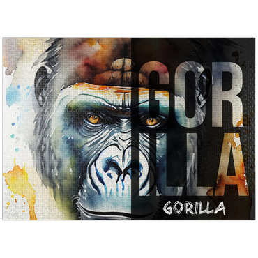 puzzleplate Abstract Watercolor: Gorilla Portrait Collage, Wildlife Canvas 1000 Jigsaw Puzzle