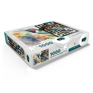 Abstract Watercolor: Hummingbird Collage, Wildlife Canvas 1000 Jigsaw Puzzle box view1