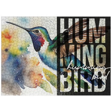 puzzleplate Abstract Watercolor: Hummingbird Collage, Wildlife Canvas 500 Jigsaw Puzzle