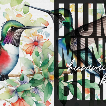Abstract Watercolor: Hummingbird Pair Collage, Wildlife Canvas 1000 Jigsaw Puzzle 3D Modell
