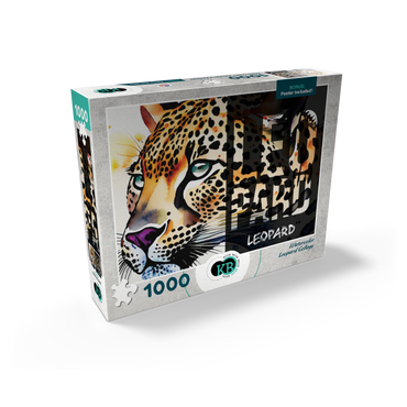 Abstract Watercolor: Leopard Collage, Wildlife Canvas 1000 Jigsaw Puzzle box view2