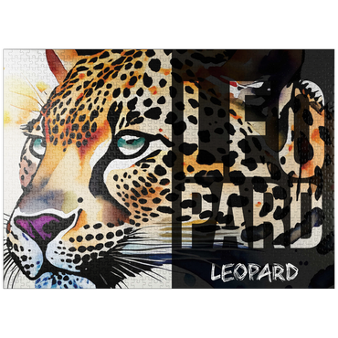 puzzleplate Abstract Watercolor: Leopard Collage, Wildlife Canvas 1000 Jigsaw Puzzle