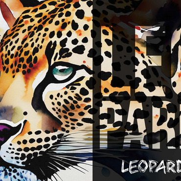 Abstract Watercolor: Leopard Collage, Wildlife Canvas 1000 Jigsaw Puzzle 3D Modell