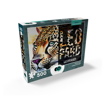 Abstract Watercolor: Leopard Collage, Wildlife Canvas 500 Jigsaw Puzzle box view2