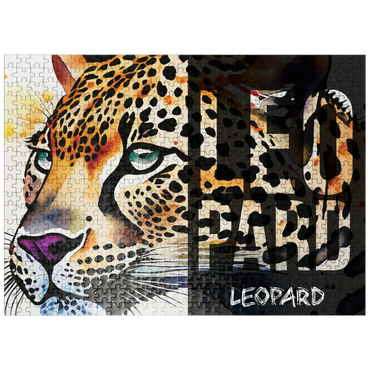 puzzleplate Abstract Watercolor: Leopard Collage, Wildlife Canvas 500 Jigsaw Puzzle