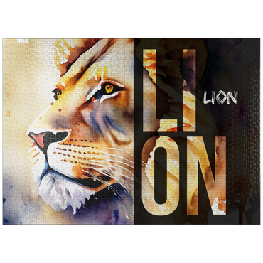 puzzleplate Abstract Watercolor: Lion Collage, Wildlife Canvas 1000 Jigsaw Puzzle