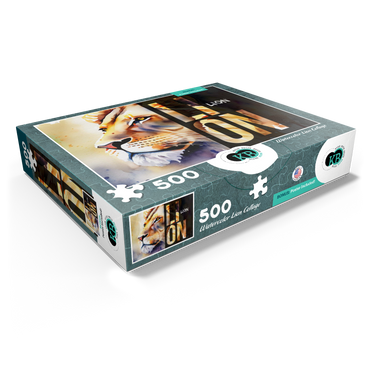 Abstract Watercolor: Lion Collage, Wildlife Canvas 500 Jigsaw Puzzle box view1