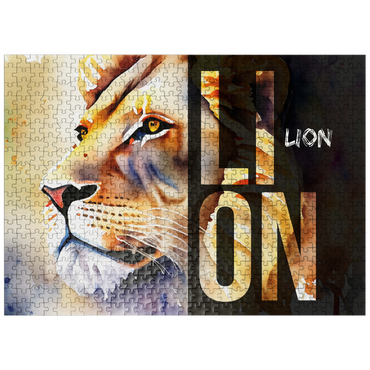 puzzleplate Abstract Watercolor: Lion Collage, Wildlife Canvas 500 Jigsaw Puzzle