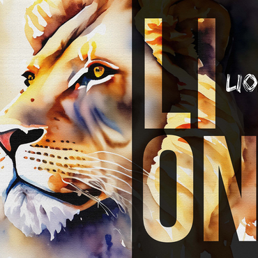 Abstract Watercolor: Lion Collage, Wildlife Canvas 500 Jigsaw Puzzle 3D Modell