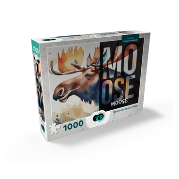 Abstract Watercolor: Moose Collage, Wildlife Canvas 1000 Jigsaw Puzzle box view2