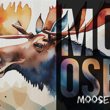 Abstract Watercolor: Moose Collage, Wildlife Canvas 1000 Jigsaw Puzzle 3D Modell