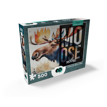 Abstract Watercolor: Moose Collage, Wildlife Canvas 500 Jigsaw Puzzle box view2