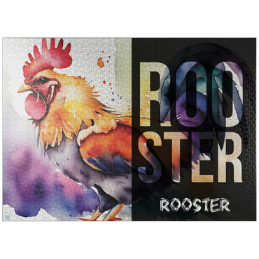 puzzleplate Abstract Watercolor: Rooster Collage, Wildlife Canvas 1000 Jigsaw Puzzle