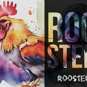 Abstract Watercolor: Rooster Collage, Wildlife Canvas 1000 Jigsaw Puzzle 3D Modell