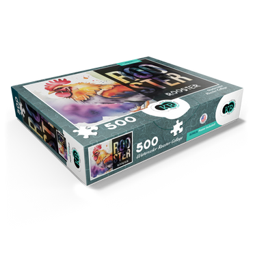 Abstract Watercolor: Rooster Collage, Wildlife Canvas 500 Jigsaw Puzzle box view1