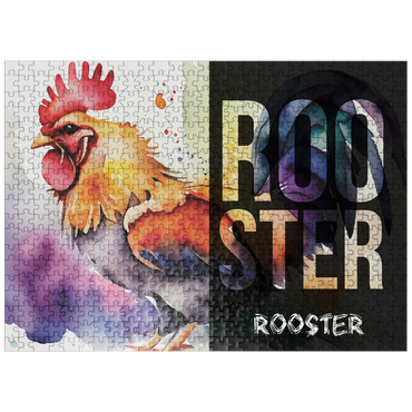 puzzleplate Abstract Watercolor: Rooster Collage, Wildlife Canvas 500 Jigsaw Puzzle