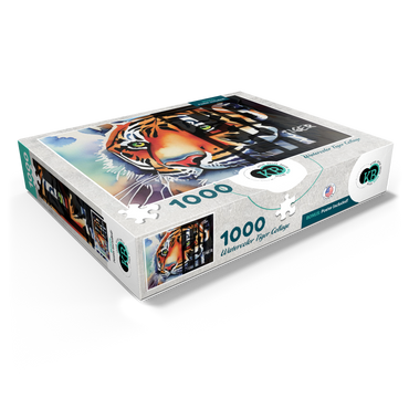 Abstract Watercolor: Tiger Collage, Wildlife Canvas 1000 Jigsaw Puzzle box view1