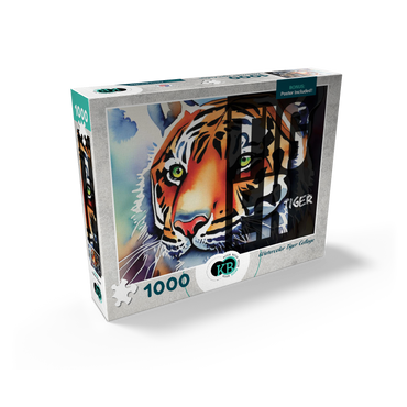 Abstract Watercolor: Tiger Collage, Wildlife Canvas 1000 Jigsaw Puzzle box view2