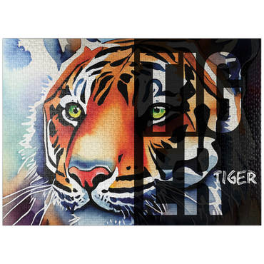 puzzleplate Abstract Watercolor: Tiger Collage, Wildlife Canvas 1000 Jigsaw Puzzle