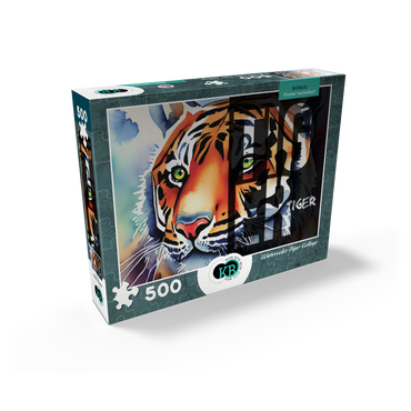 Abstract Watercolor: Tiger Collage, Wildlife Canvas 500 Jigsaw Puzzle box view2