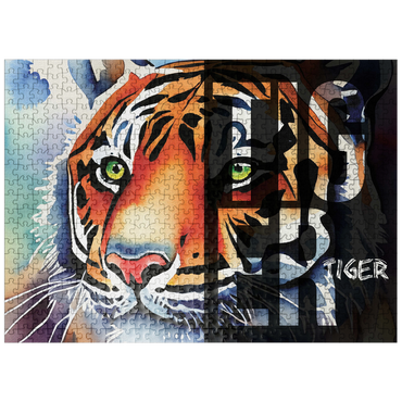 puzzleplate Abstract Watercolor: Tiger Collage, Wildlife Canvas 500 Jigsaw Puzzle