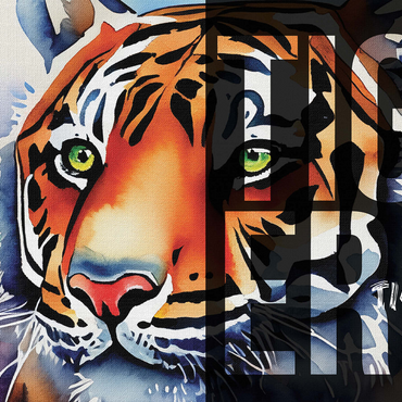 Abstract Watercolor: Tiger Collage, Wildlife Canvas 500 Jigsaw Puzzle 3D Modell