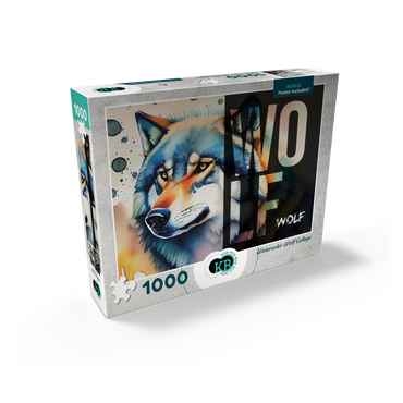 Abstract Watercolor: Wolf Collage, Wildlife Canvas 1000 Jigsaw Puzzle box view2