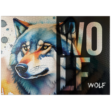 puzzleplate Abstract Watercolor: Wolf Collage, Wildlife Canvas 1000 Jigsaw Puzzle