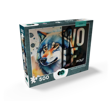 Abstract Watercolor: Wolf Collage, Wildlife Canvas 500 Jigsaw Puzzle box view2