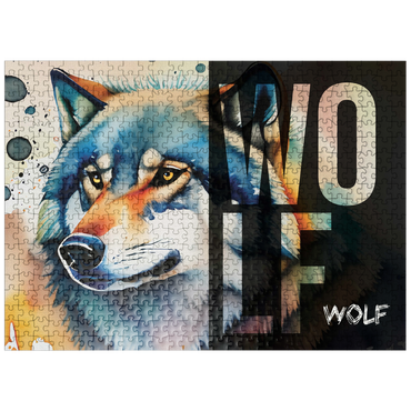 puzzleplate Abstract Watercolor: Wolf Collage, Wildlife Canvas 500 Jigsaw Puzzle