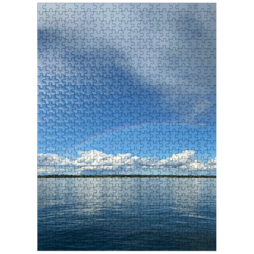 puzzleplate Nature Photography: Double Rainbow Horizon over Lake 500 Jigsaw Puzzle