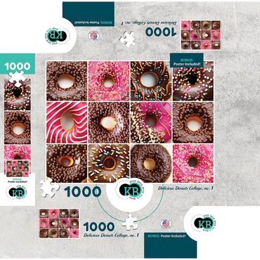 Macro Photography: Delicious Donuts Collage- no.1 1000 Jigsaw Puzzle box 3D Modell