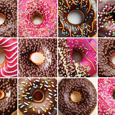 Macro Photography: Delicious Donuts Collage- no.1 500 Jigsaw Puzzle 3D Modell