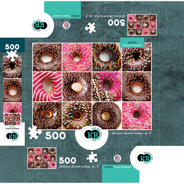 Macro Photography: Delicious Donuts Collage- no.1 500 Jigsaw Puzzle box 3D Modell