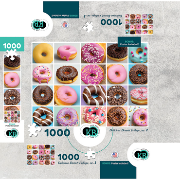 Macro Photography: Delicious Donuts Collage- no.2 1000 Jigsaw Puzzle box 3D Modell
