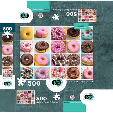 Macro Photography: Delicious Donuts Collage- no.2 500 Jigsaw Puzzle box 3D Modell