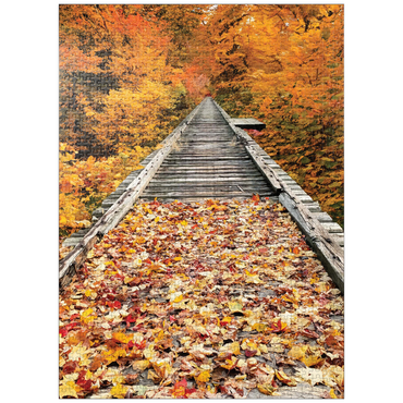 puzzleplate Nature Photography: Autumn Railroad Bridge 1000 Jigsaw Puzzle