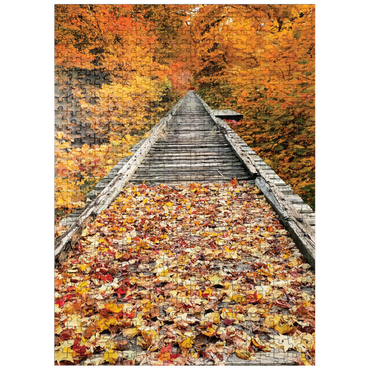 puzzleplate Nature Photography: Autumn Railroad Bridge 500 Jigsaw Puzzle